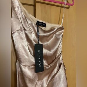 White Fox Willow Wrap Dress Champagne One Shoulder